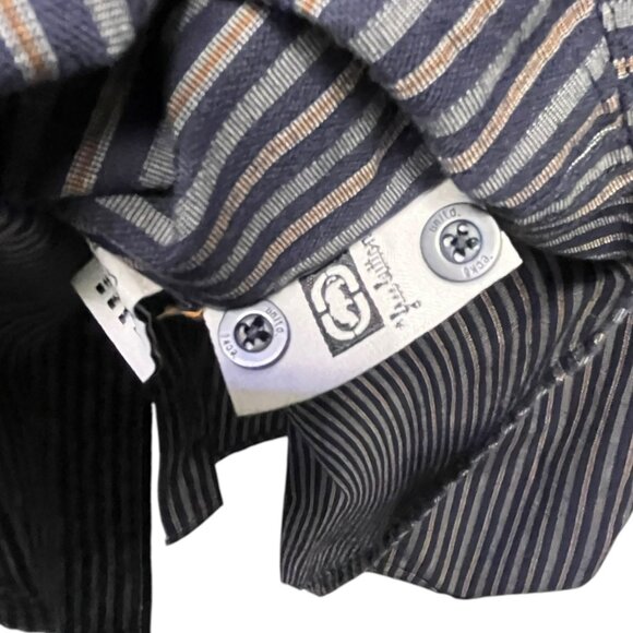 Ecko Unltd Men's XL Blue White‎ Striped Long Sleeve Button Up Shirt Logo - Picture 7 of 7